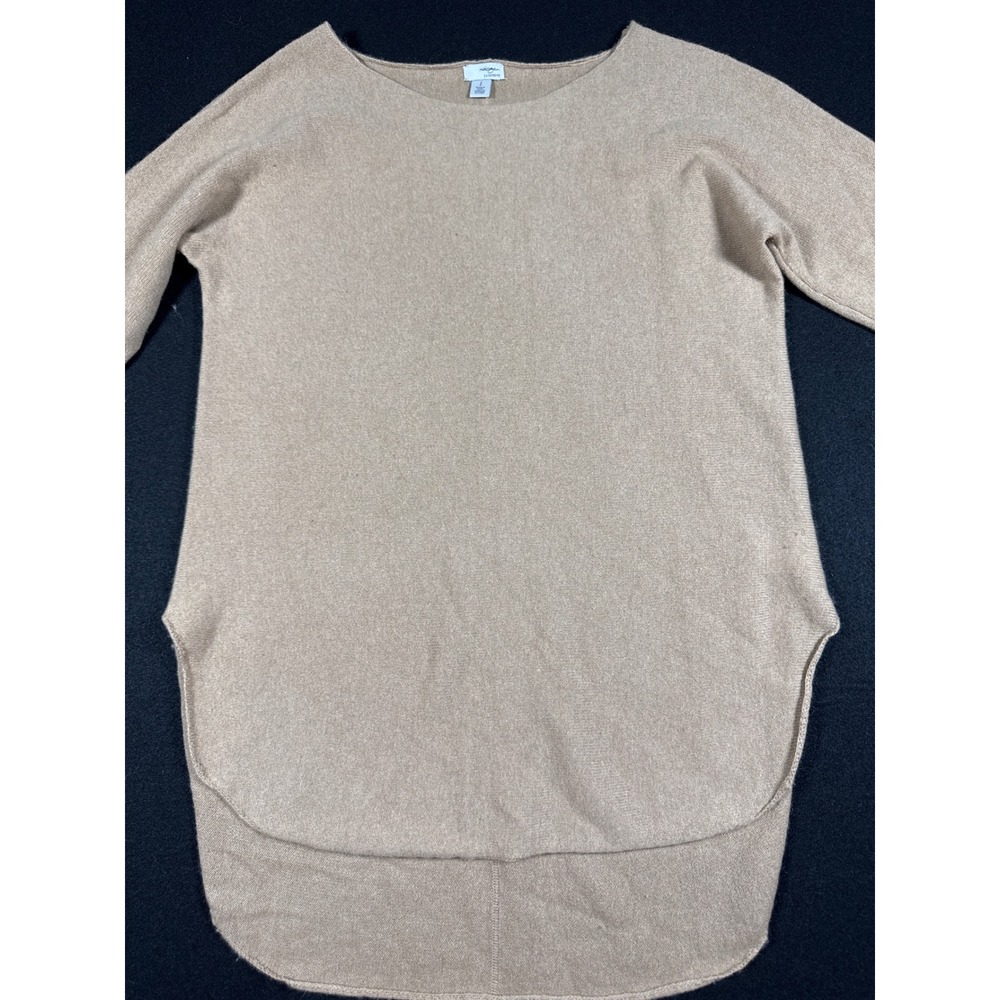 Halogen Cashmere Sweater Womens Small Tan Beige Boat Neck High Low Hem HLG6125